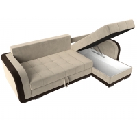 Угловой диван Марсель (микровельвет бежевый коричневый) - Изображение 4